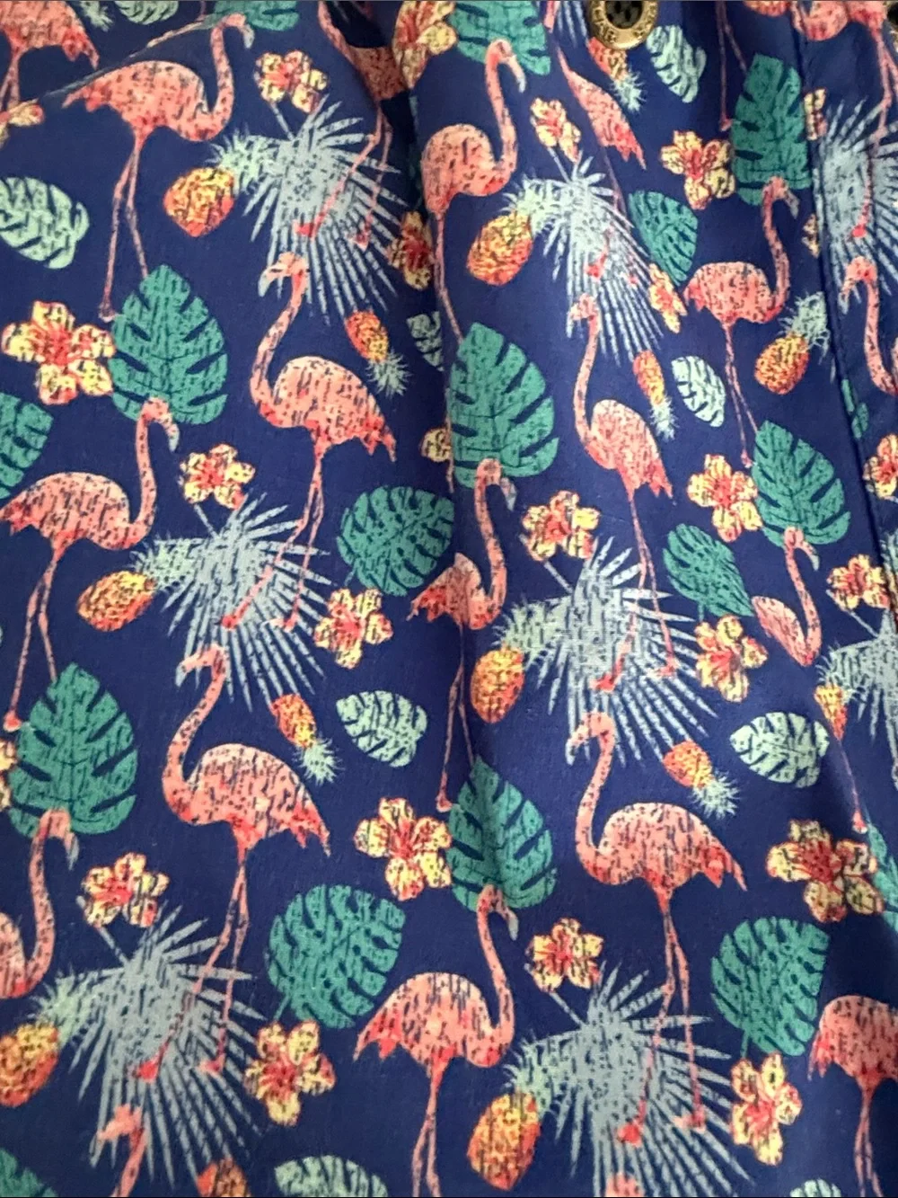 Peter Millar Navy Blue Flamingo & Leaf Hybrid Swim Shorts